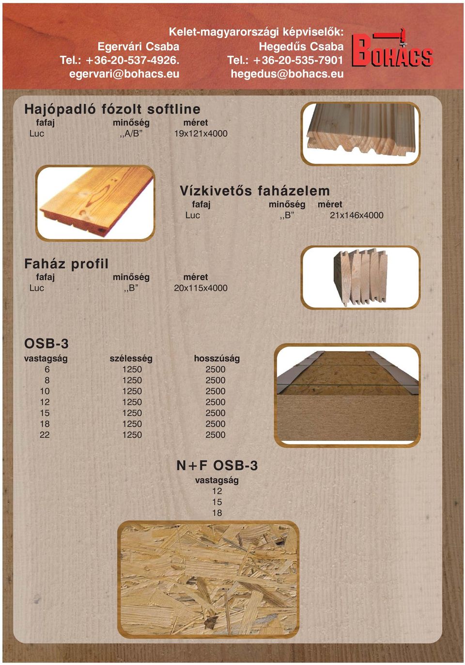 eu Hajópadló fózolt softline Luc,,A/B 19x121x4000 Vízkivetős faházelem Luc,,B 21x146x4000 Faház profil