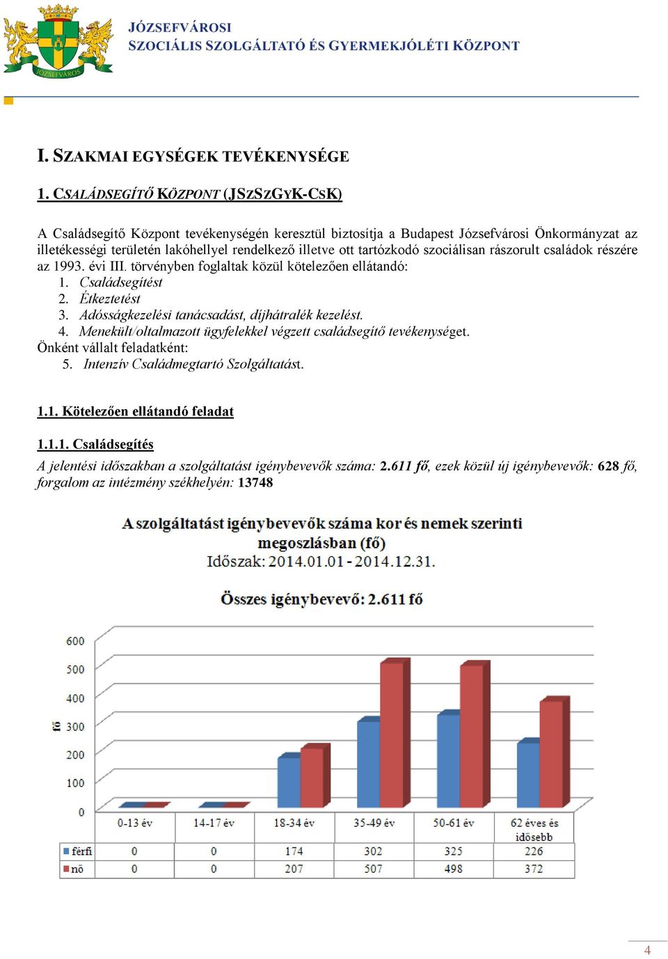 tartózkodó szociálisan rászorult családok részére az 1993. évi III. törvényben foglaltak közül kötelezően ellátandó: 1. Családsegítést 2. Étkeztetést 3.