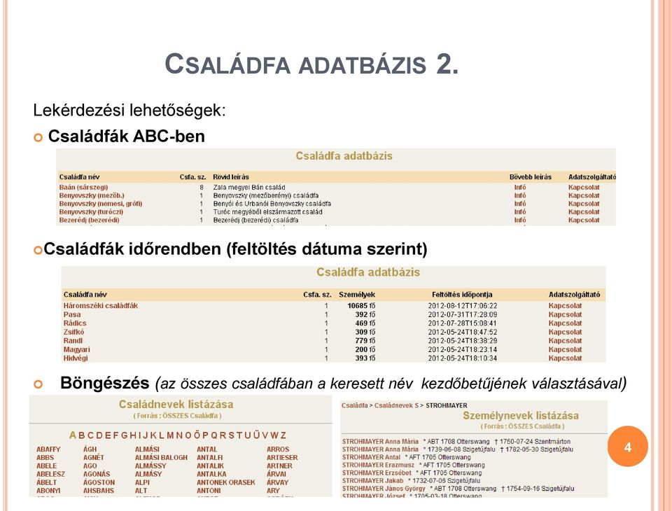 Családfák időrendben (feltöltés dátuma szerint)