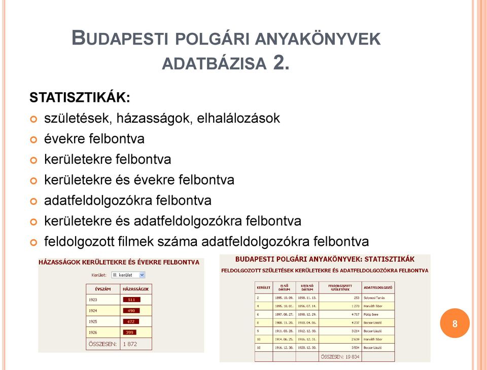 kerületekre felbontva kerületekre és évekre felbontva adatfeldolgozókra