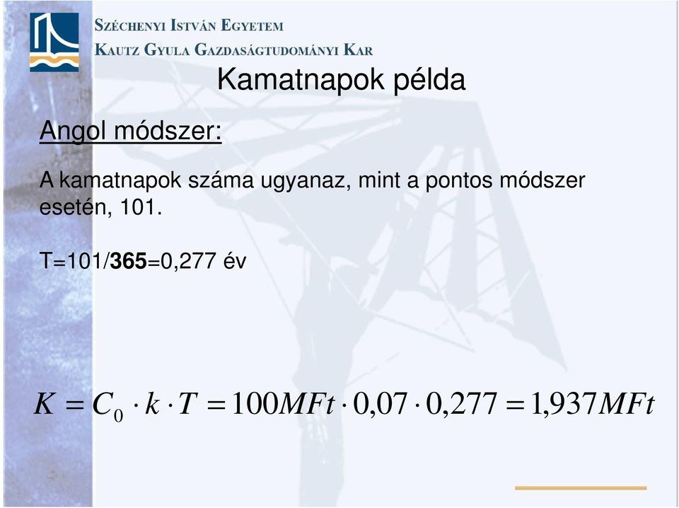 pontos módszer esetén, 101.