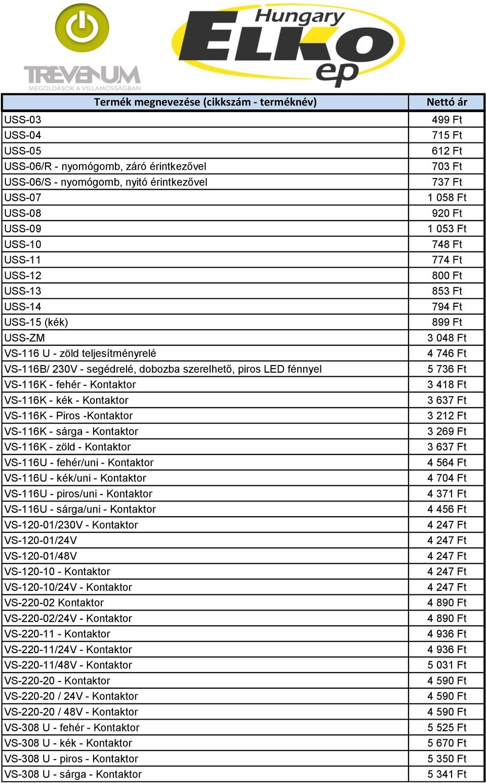 - zöld - Kontaktor VS-116U - fehér/uni - Kontaktor VS-116U - kék/uni - Kontaktor VS-116U - piros/uni - Kontaktor VS-116U - sárga/uni - Kontaktor VS-120-01/230V - Kontaktor VS-120-01/24V VS-120-01/48V