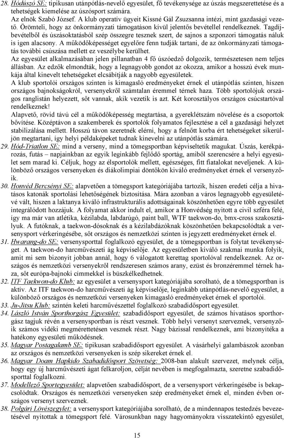 Tagdíjbevételből és úszásoktatásból szép összegre tesznek szert, de sajnos a szponzori támogatás náluk is igen alacsony.