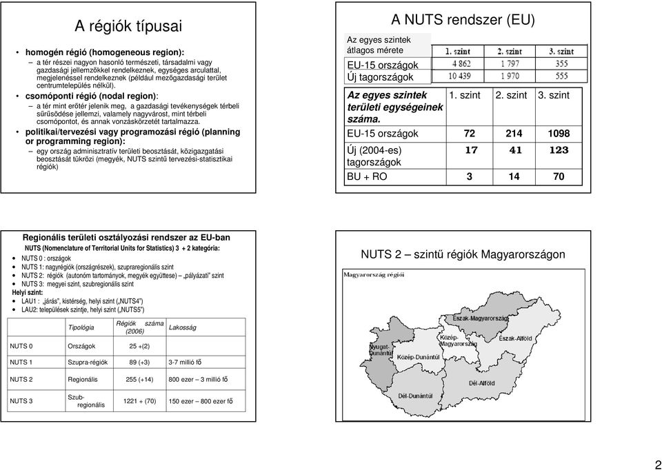 csomóponti régió (nodal region): a tér mint erıtér jelenik meg, a gazdasági tevékenységek térbeli sőrősödése jellemzi, valamely nagyvárost, mint térbeli csomópontot, és annak vonzáskörzetét