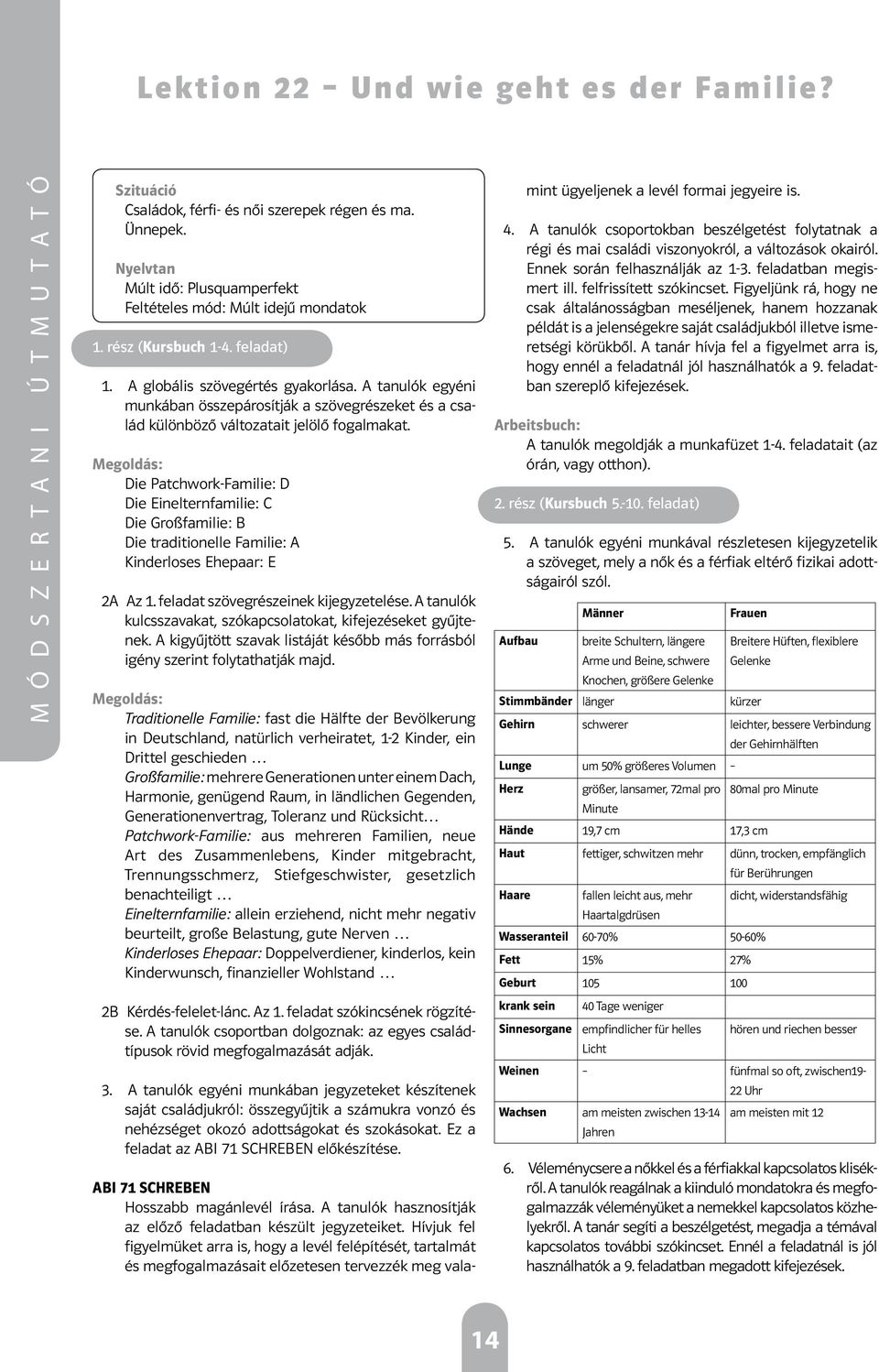 A tanulók egyéni munkában összepárosítják a szövegrészeket és a család különböző változatait jelölő fogalmakat.