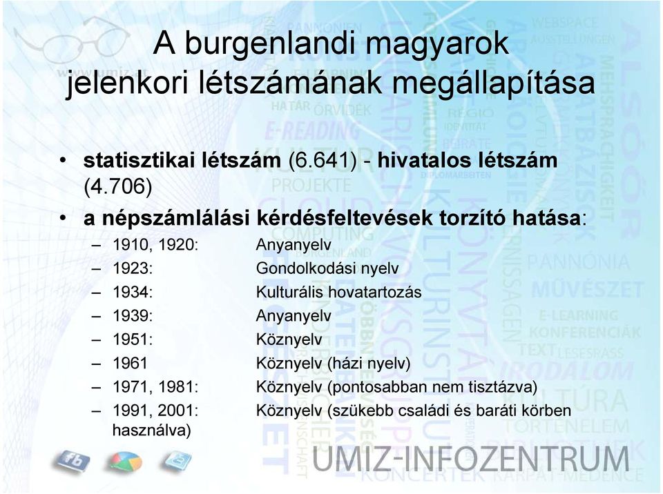 706) a népszámlálási kérdésfeltevések torzító hatása: 1910, 1920: Anyanyelv 1923: Gondolkodási nyelv