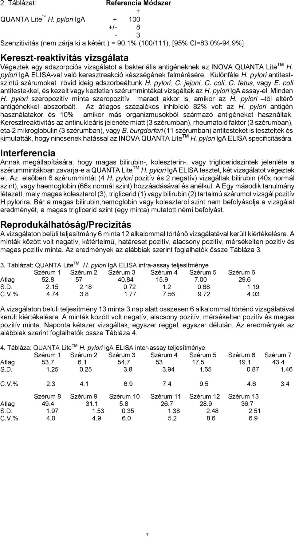 Különféle H. pylori antitestszintű szérumokat rövid ideig adszorbeáltunk H. pylori, C. jejuni, C. coli, C. fetus, vagy E. coli antitestekkel, és kezelt vagy kezletlen szérummintákat vizsgáltak az H.