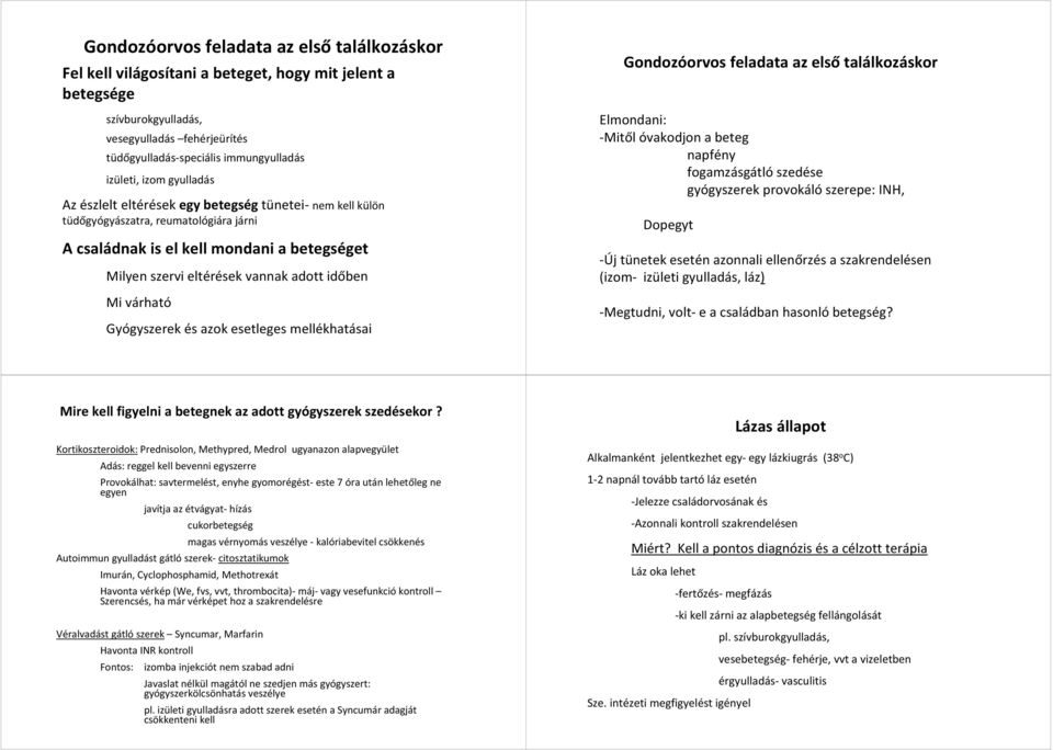 adott időben Mi várható Gyógyszerek és azok esetleges mellékhatásai Gondozóorvos feladata az első találkozáskor Elmondani: -Mitől óvakodjon a beteg napfény fogamzásgátló szedése gyógyszerek provokáló