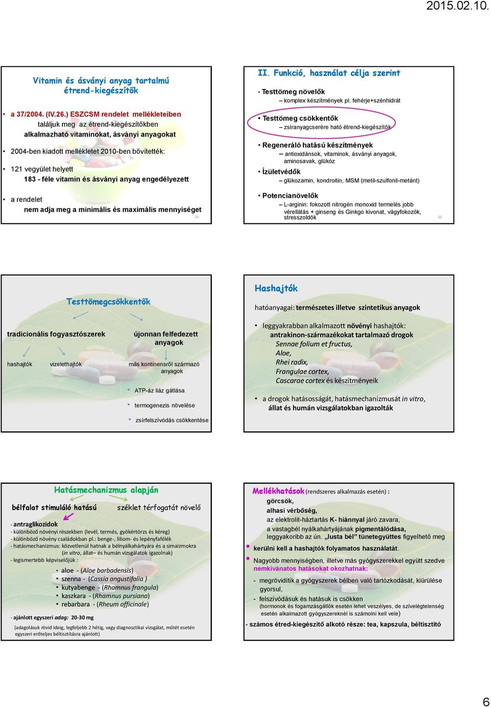 vitamin és ásványi anyag engedélyezett II.. Funkció, használat célja szerint Testtömeg növelők komplex készítmények pl.