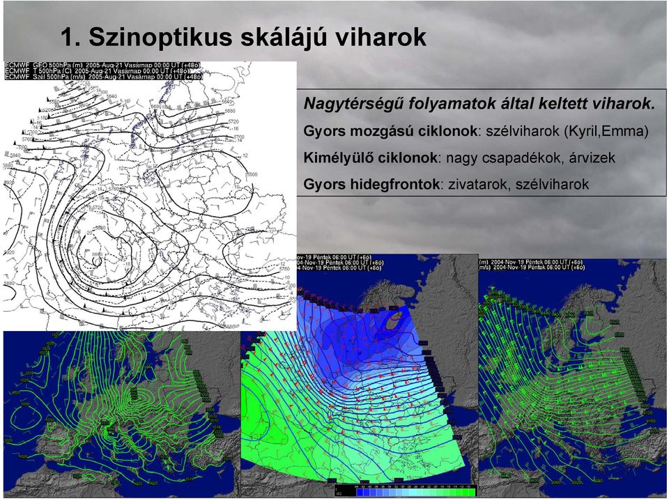 Gyors mozgású ciklonok: szélviharok (Kyril,Emma)