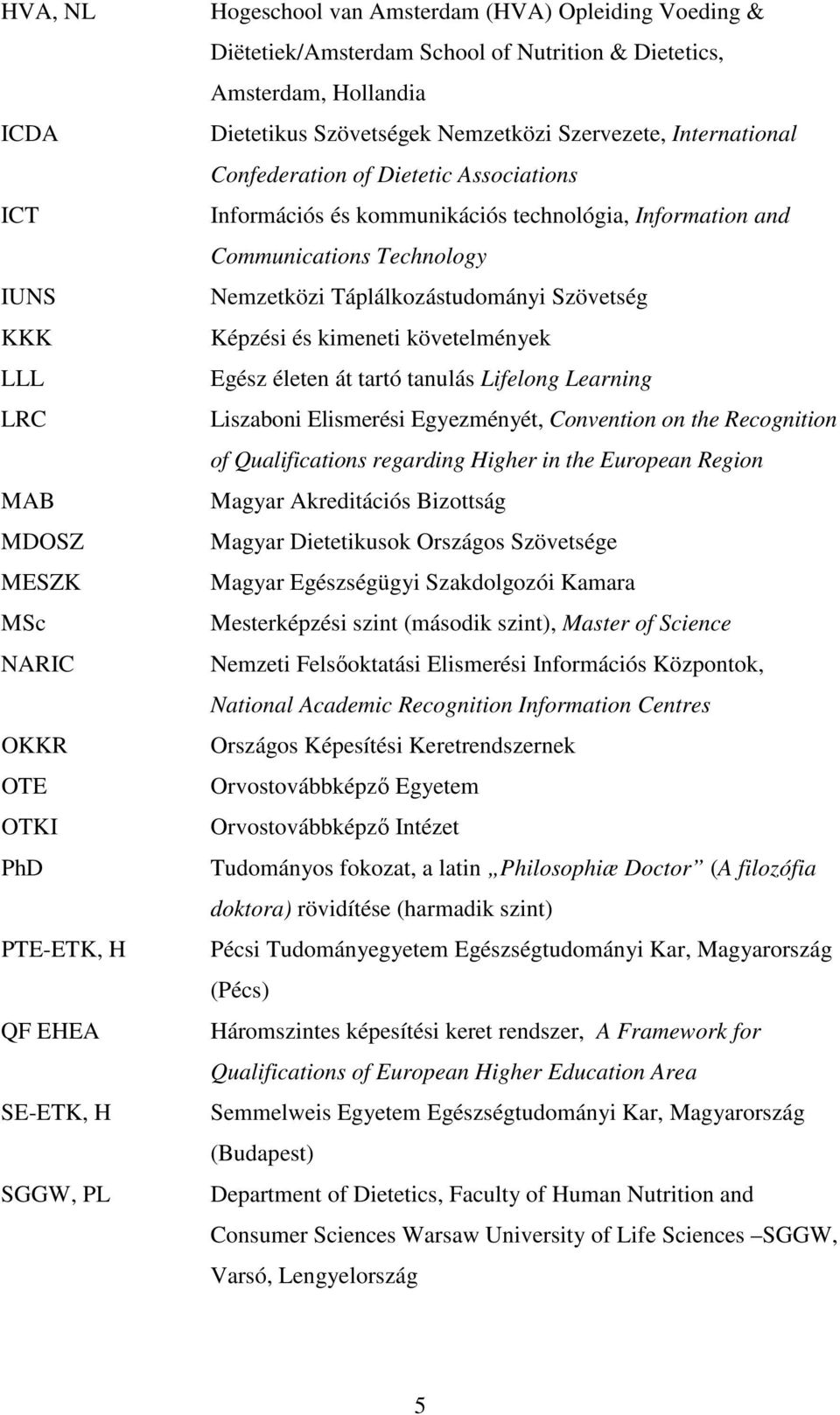 and Communications Technology Nemzetközi Táplálkozástudományi Szövetség Képzési és kimeneti követelmények Egész életen át tartó tanulás Lifelong Learning Liszaboni Elismerési Egyezményét, Convention