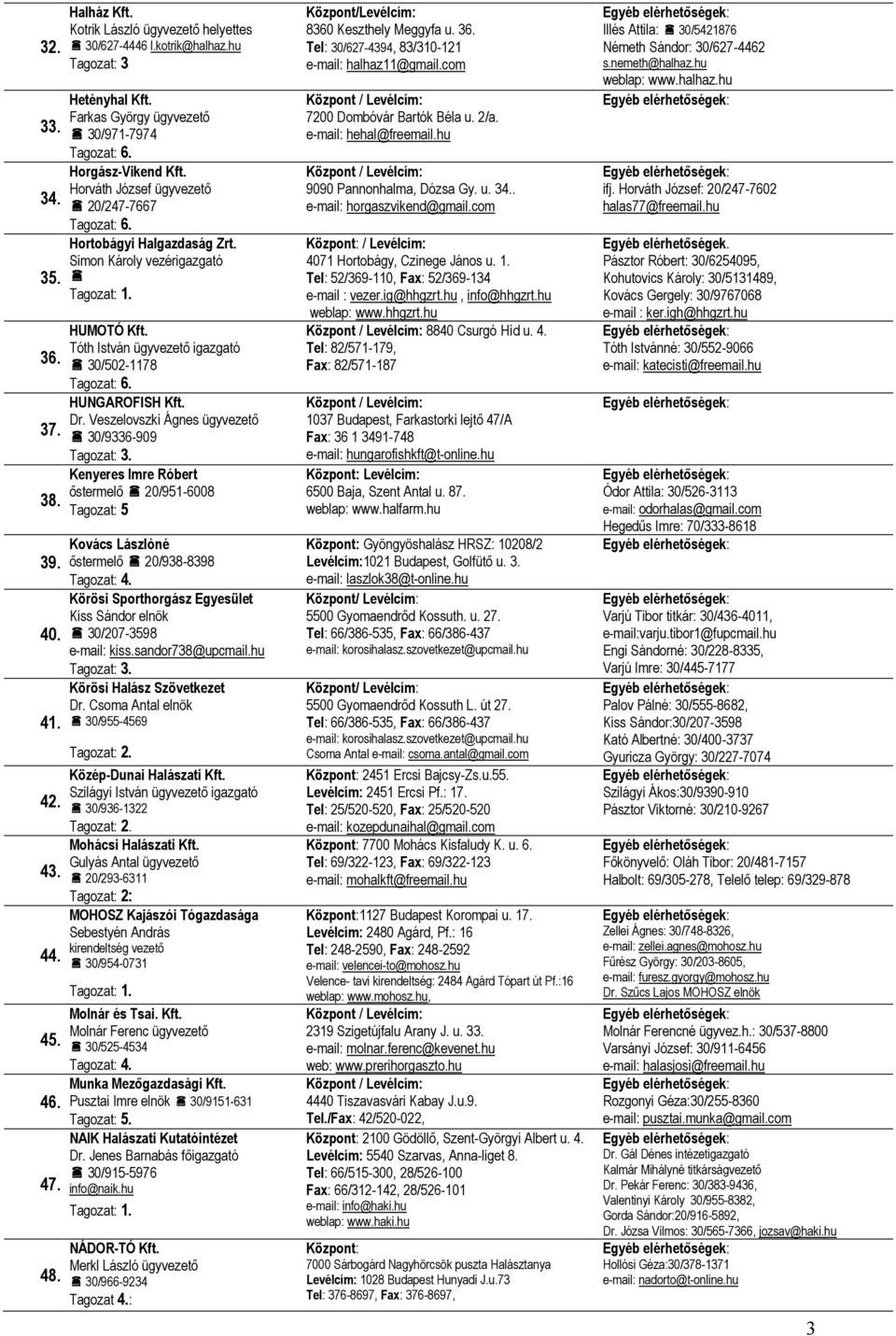 Tóth István ügyvezetı igazgató HUNGAROFISH Kft. Dr.