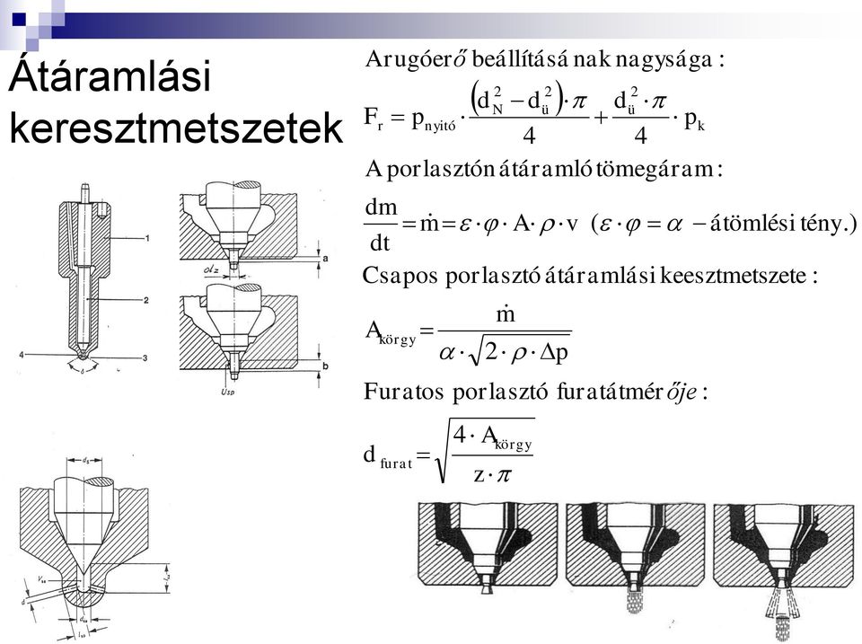 dm A porlasztón átáramló tömegáram p d d d p F A rugóerő beállításá