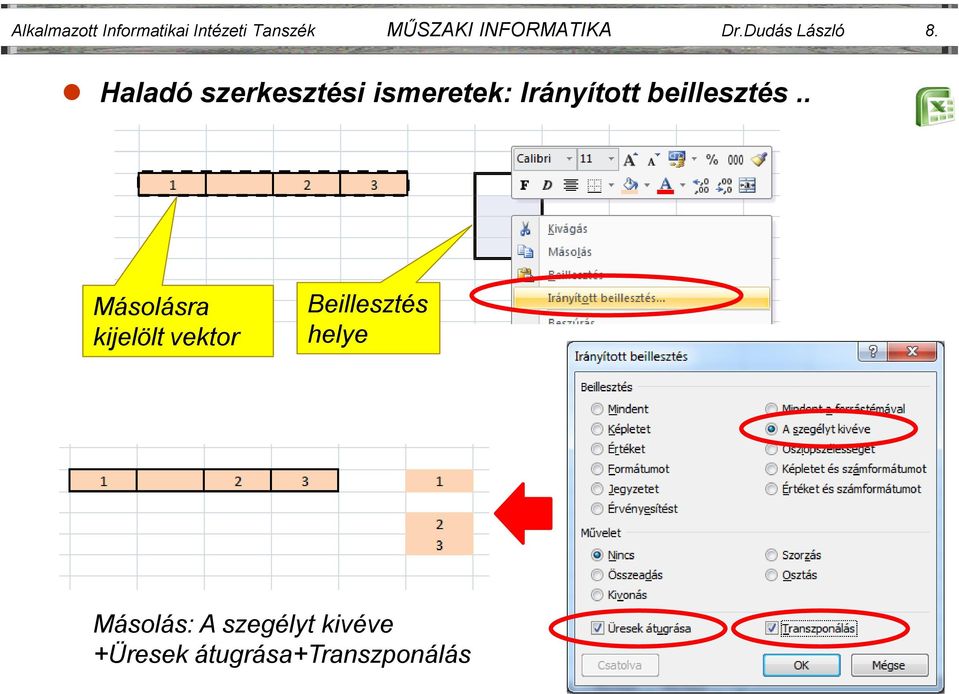 Haladó szerkesztési ismeretek: Irányított beillesztés.