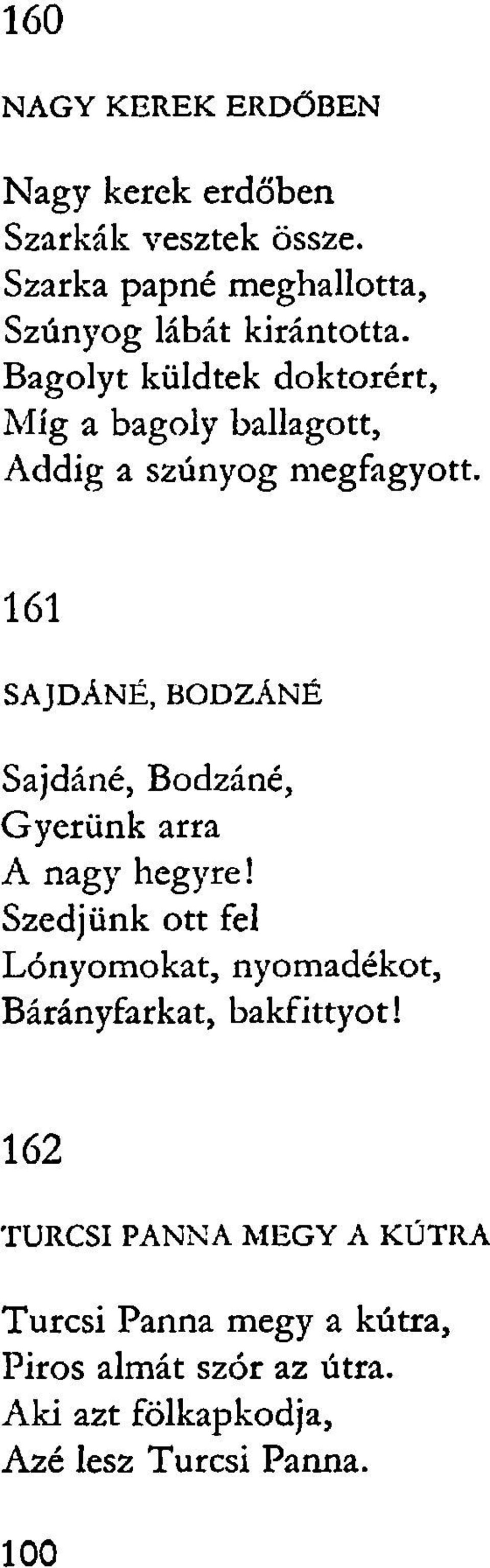 161 SAJDÁNÉ, BODZÁNÉ Sajdáné, Bodzáné, Gyerünk arra A nagy hegyre!