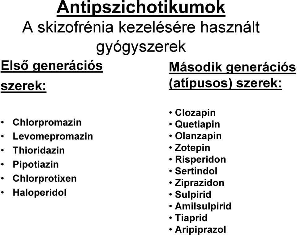 Thioridazin Pipotiazin Chlorprotixen Haloperidol Clozapin Quetiapin Olanzapin