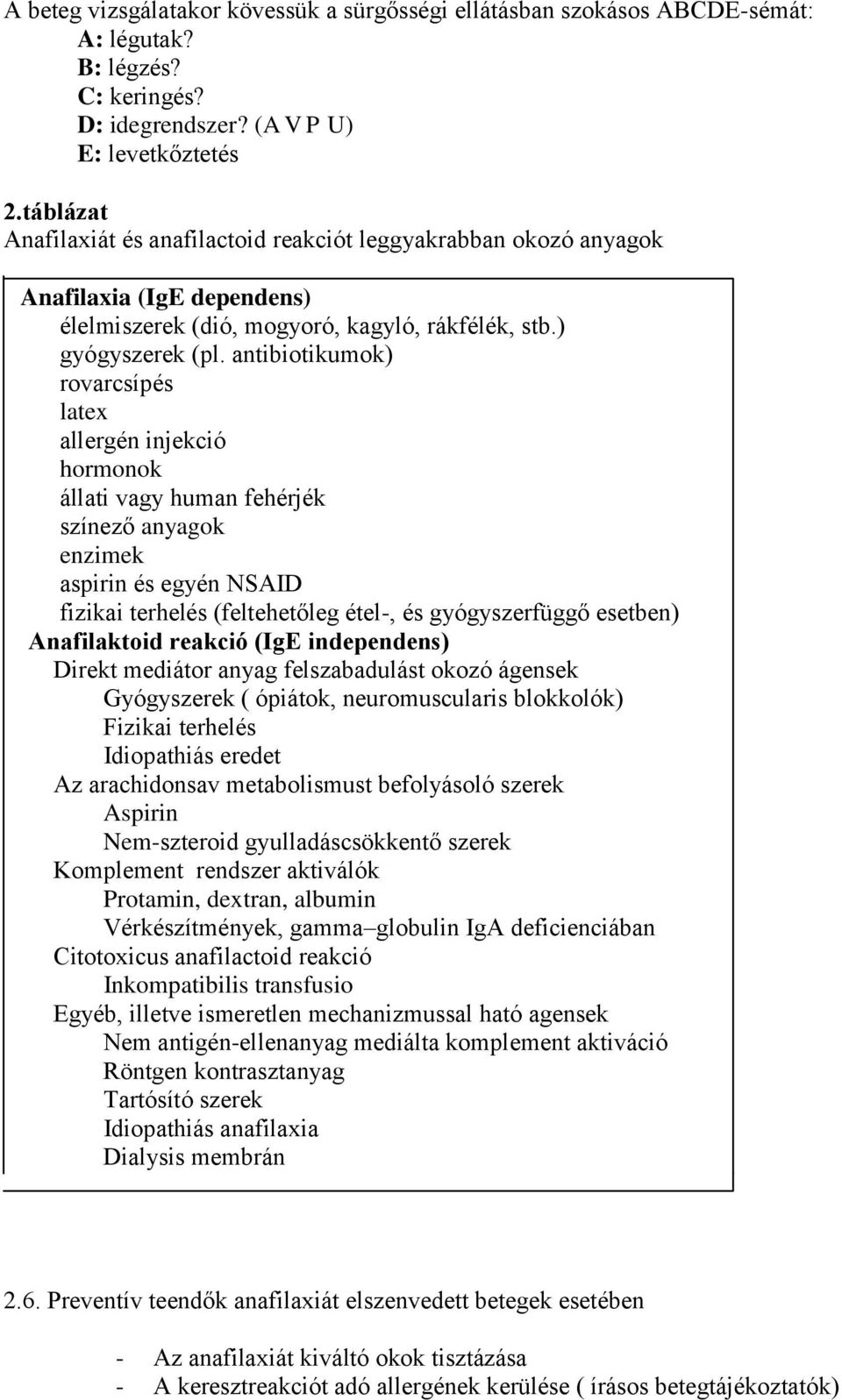 antibiotikumok) rovarcsípés latex allergén injekció hormonok állati vagy human fehérjék színező anyagok enzimek aspirin és egyén NSAID fizikai terhelés (feltehetőleg étel-, és gyógyszerfüggő esetben)