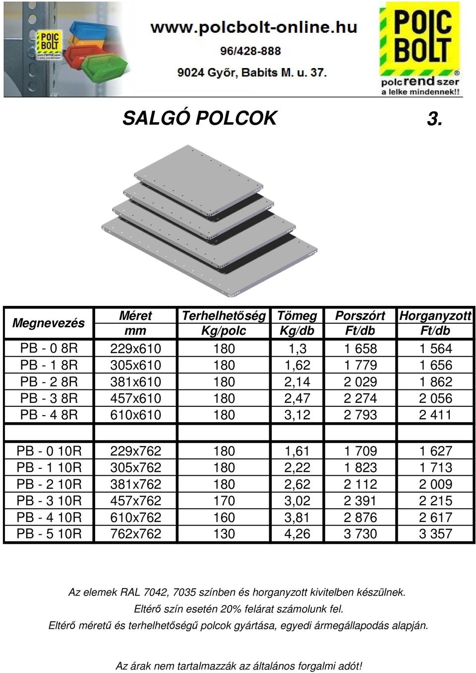 2 029 1 862 PB - 3 8R 457x610 180 2,47 2 274 2 056 PB - 4 8R 610x610 180 3,12 2 793 2 411 PB - 0 10R 229x762 180 1,61 1 709 1 627 PB - 1 10R 305x762 180 2,22 1 823 1 713 PB - 2 10R