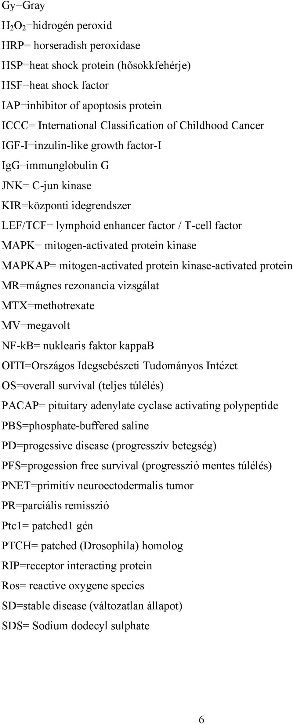 kinase MAPKAP= mitogen-activated protein kinase-activated protein MR=mágnes rezonancia vizsgálat MTX=methotrexate MV=megavolt NF-kB= nuklearis faktor kappab OITI=Országos Idegsebészeti Tudományos