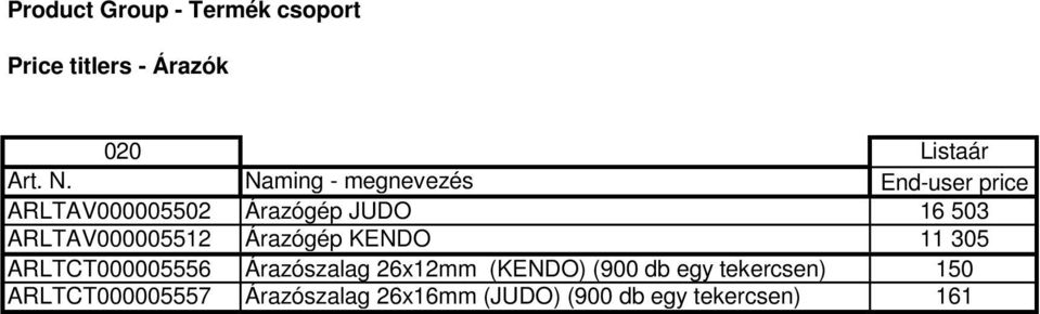 Árazószalag 26x12mm (KENDO) (900 db egy tekercsen) 150