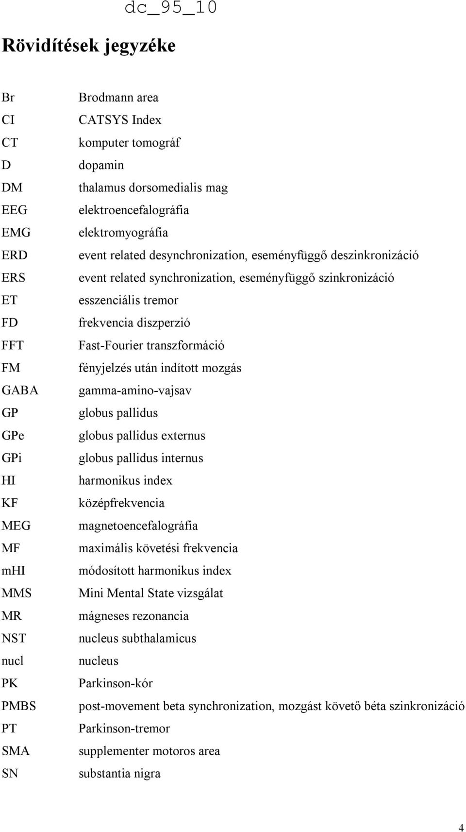frekvencia diszperzió Fast-Fourier transzformáció fényjelzés után indított mozgás gamma-amino-vajsav globus pallidus globus pallidus externus globus pallidus internus harmonikus index középfrekvencia