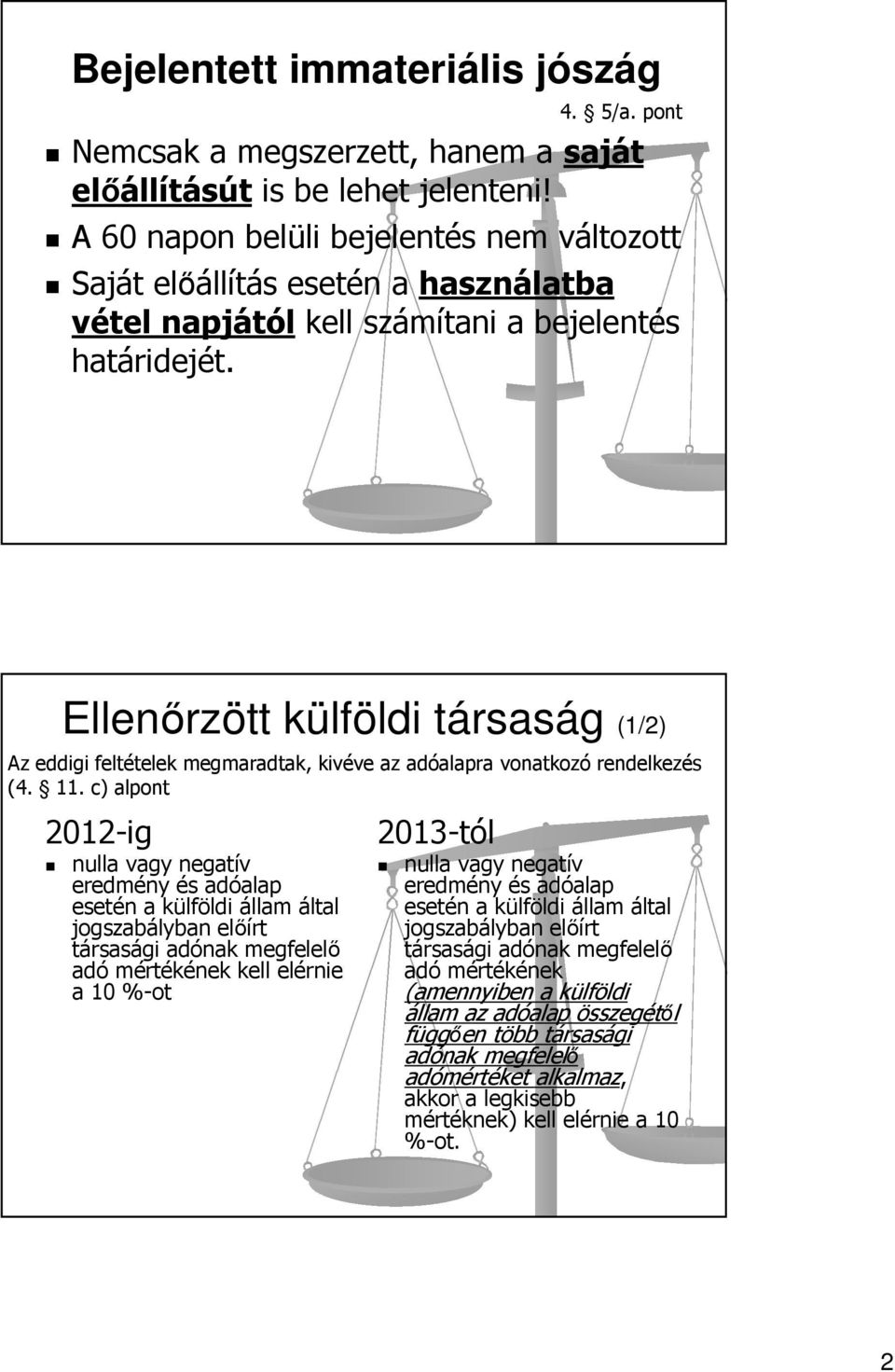 Ellenőrzött külföldi társaság (1/2) Az eddigi feltételek megmaradtak, kivéve az adóalapra vonatkozórendelkezés (4. 11.