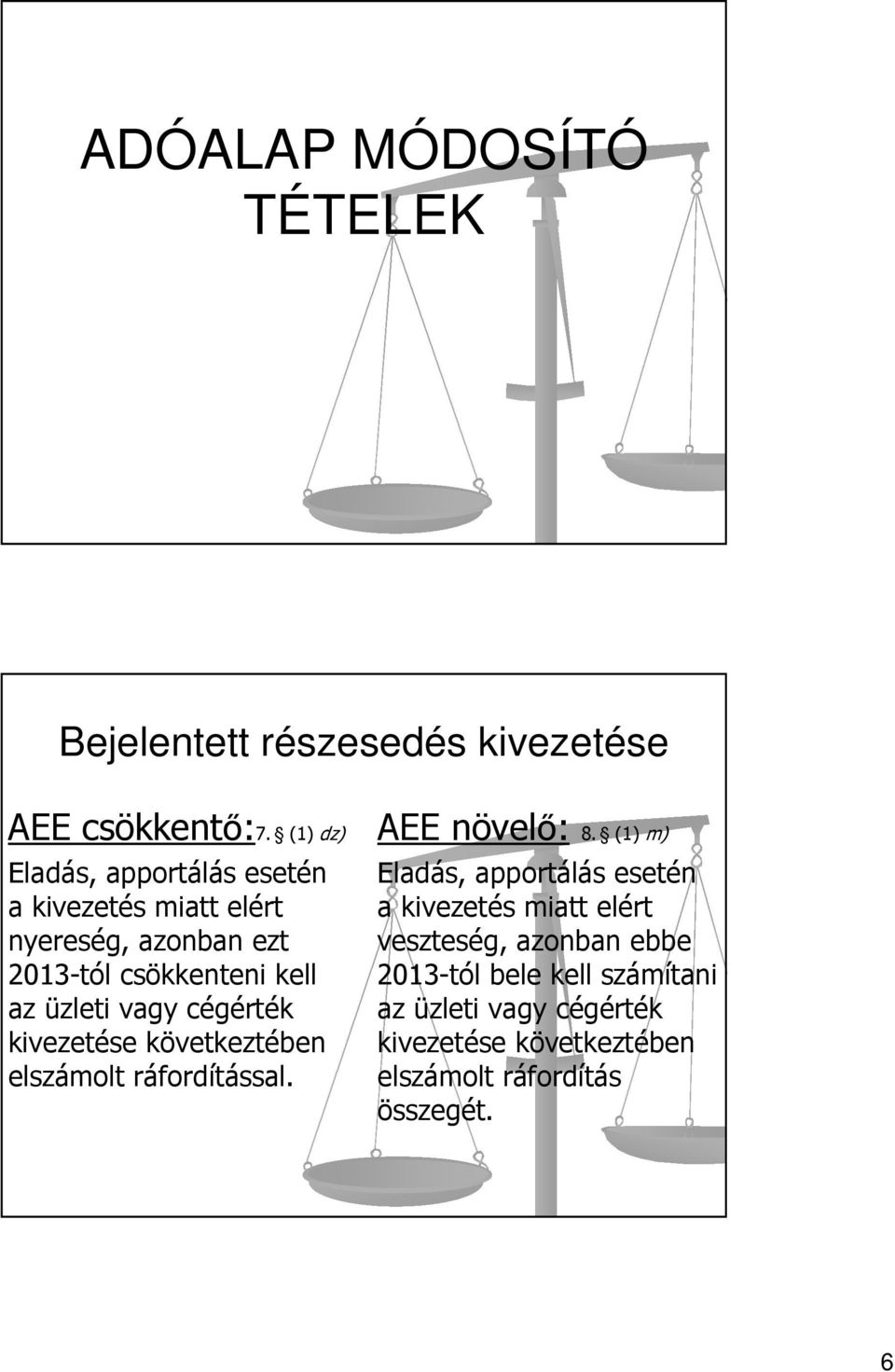 vagy cégérték kivezetése következtében elszámolt ráfordítással. AEE növelő: 8.