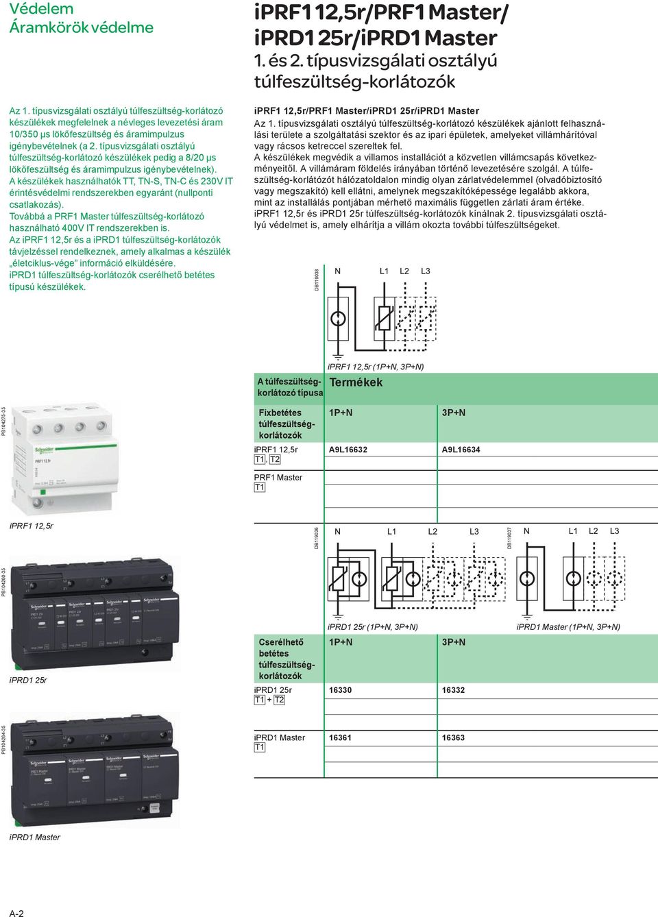 A készülékek használhatók TT, TN-S, TN-C és 230V IT érintésvédelmi rendszerekben egyaránt (nullponti csatlakozás). Továbbá a PRF1 Master túlfeszültség-korlátozó használható 400V IT rendszerekben is.