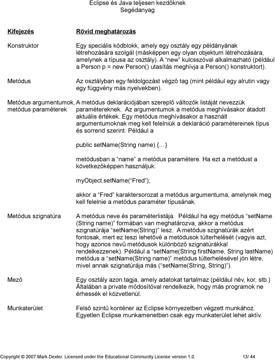 Az osztályban egy feldolgozást végző tag (mint például egy alrutin vagy egy függvény más nyelvekben).