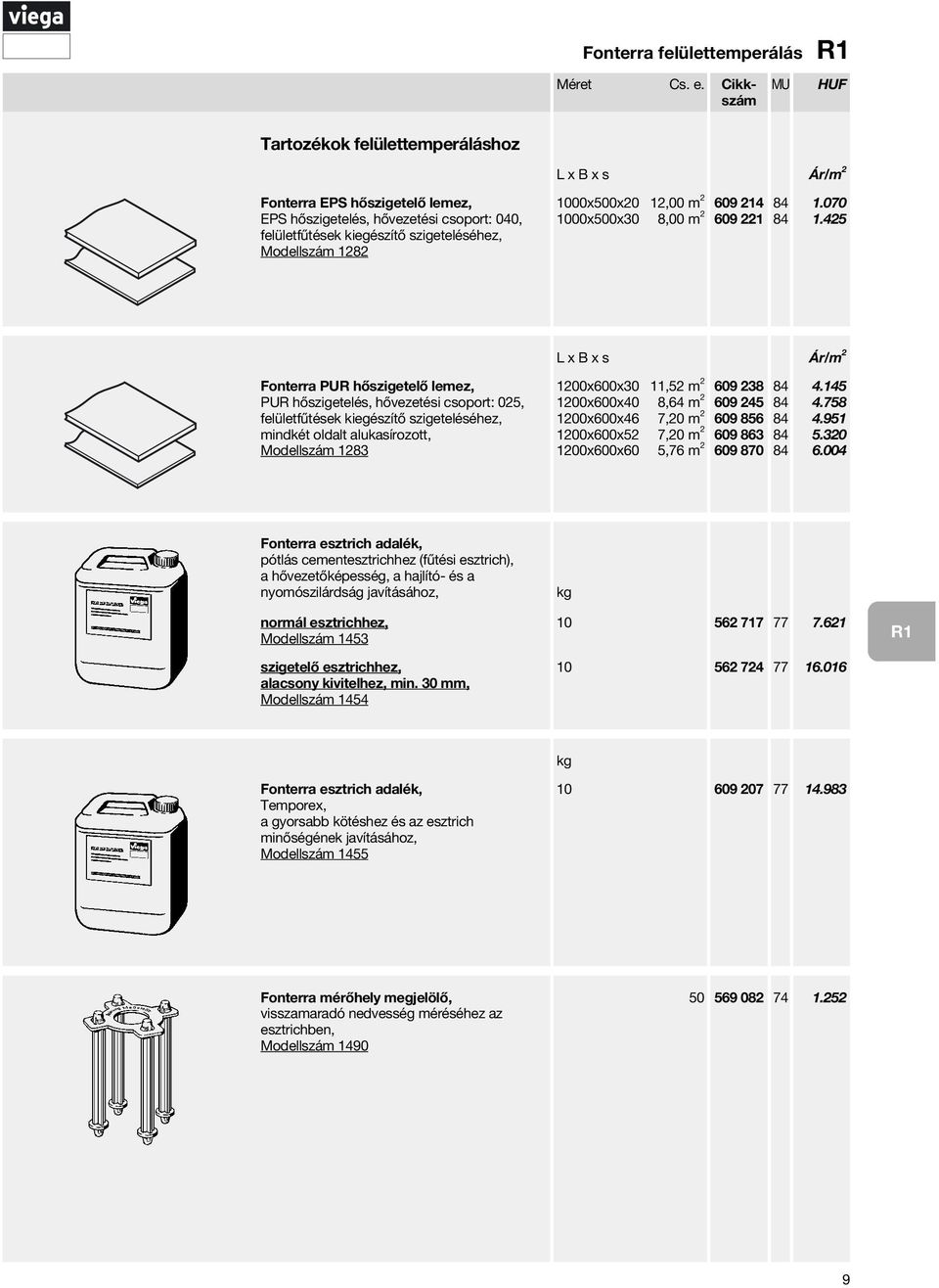 1000x500x20 12,00 m 2 609 214 84 1000x500x30 8,00 m 2 609 221 84 1.070 1.