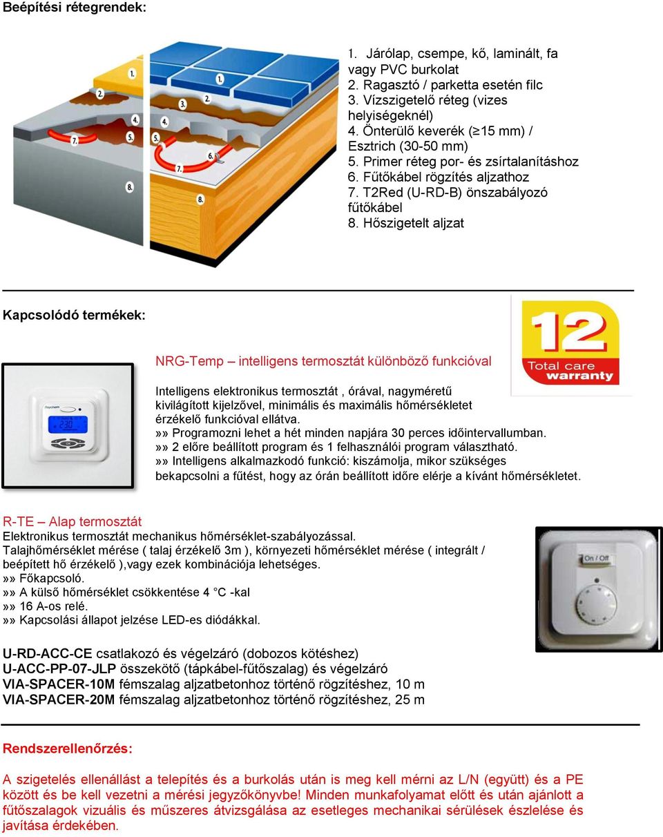 Hőszigetelt aljzat Kapcsolódó termékek: NRG-Temp intelligens termosztát különböző funkcióval Intelligens elektronikus termosztát, órával, nagyméretű kivilágított kijelzővel, minimális és maximális