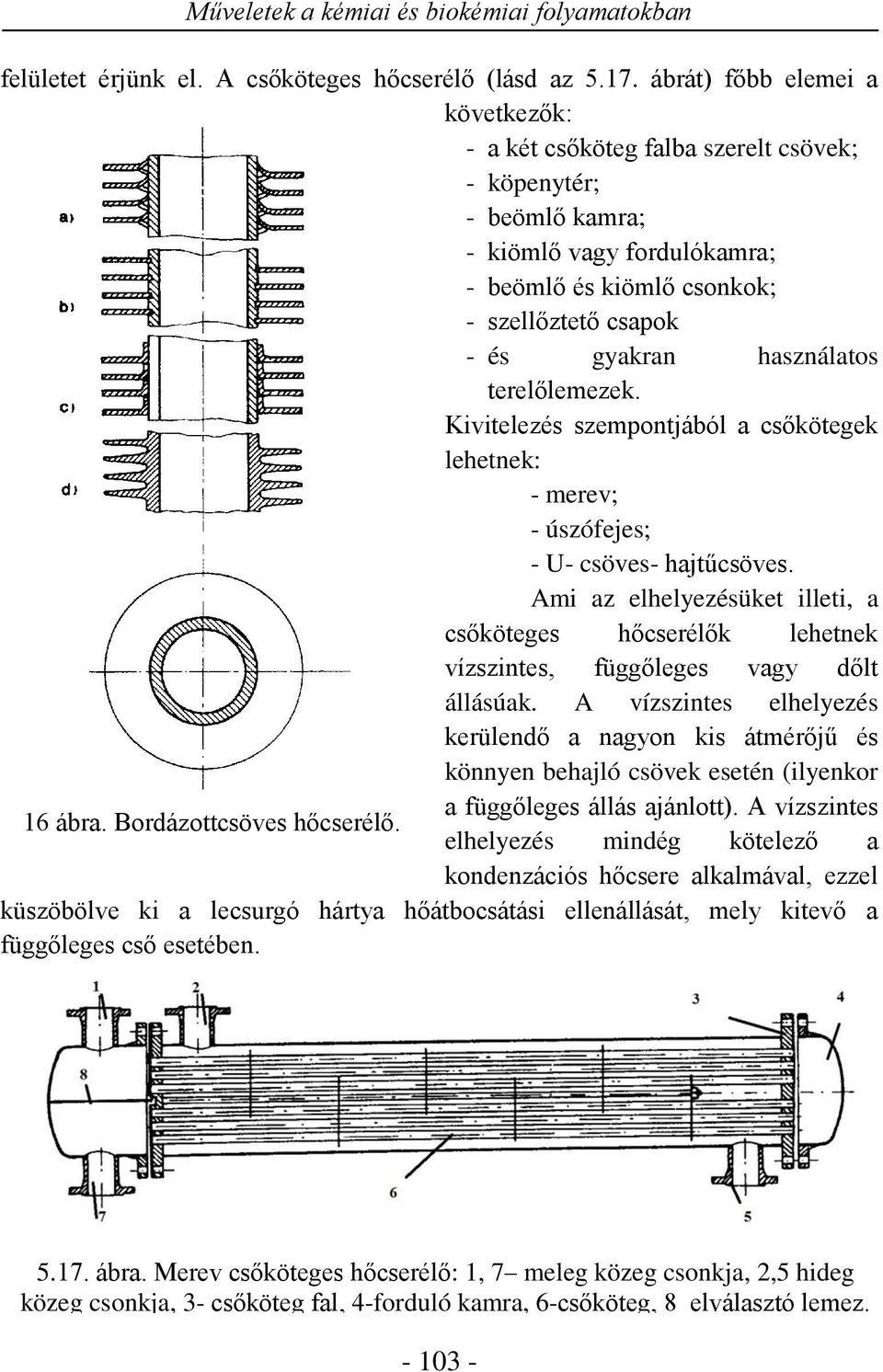 használatos terelőlemezek. Kivitelezés szempontjából a csőkötegek lehetnek: - merev; - úszófejes; - U- csöves- hajtűcsöves.