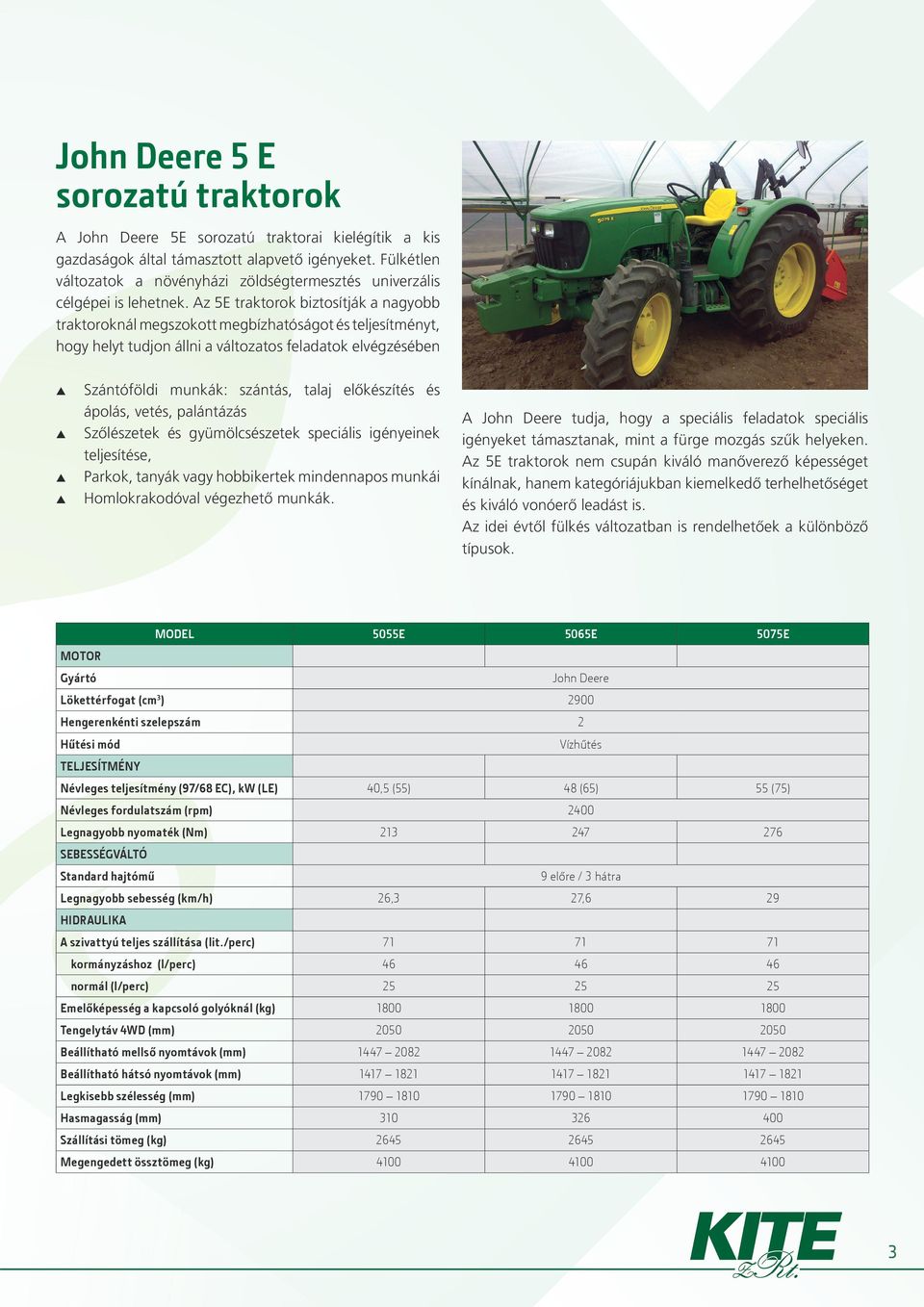 Az 5E traktorok biztosítják a nagyobb traktoroknál megszokott megbízhatóságot és teljesítményt, hogy helyt tudjon állni a változatos feladatok elvégzésében Szántóföldi munkák: szántás, talaj