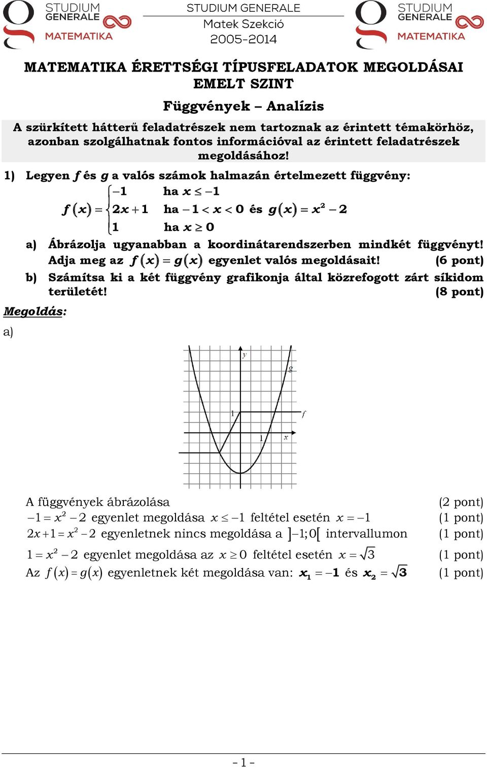 MATEMATIKA ÉRETTSÉGI TÍPUSFELADATOK MEGOLDÁSAI EMELT SZINT Függvények  Analízis - PDF Free Download