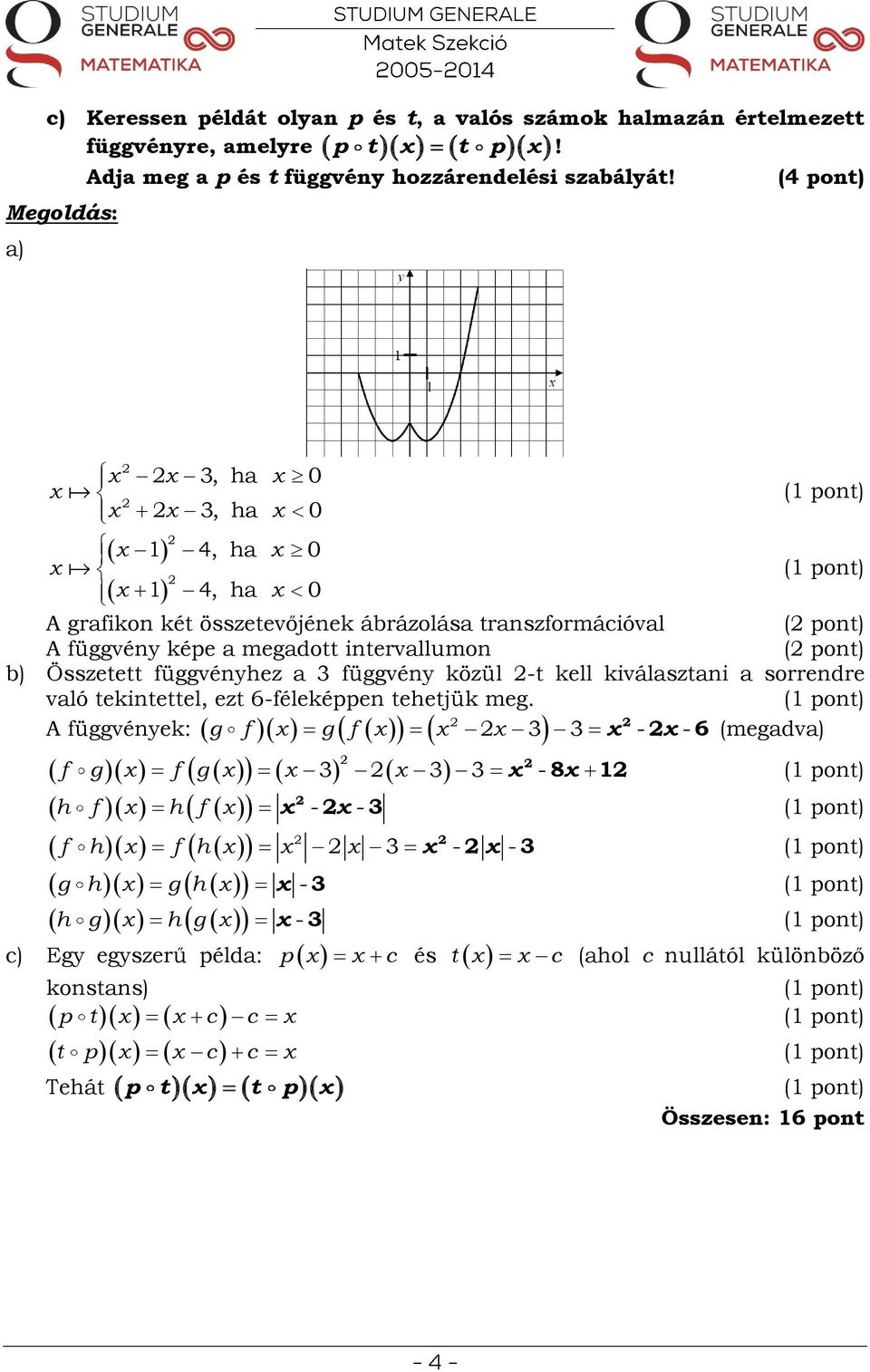 MATEMATIKA ÉRETTSÉGI TÍPUSFELADATOK MEGOLDÁSAI EMELT SZINT Függvények  Analízis - PDF Free Download