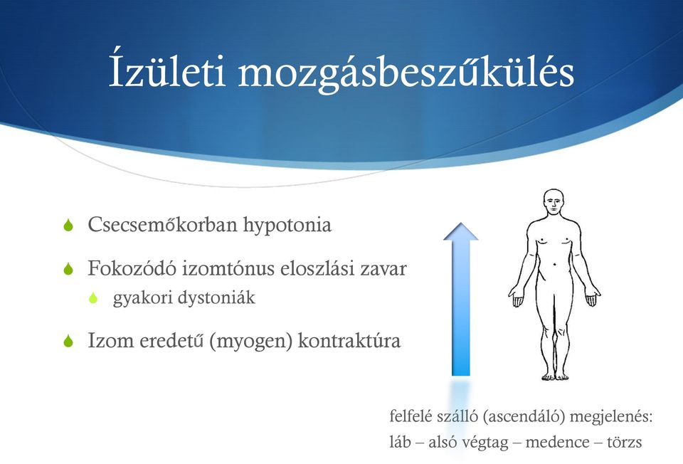 dystoniák Izom eredetű (myogen) kontraktúra felfelé