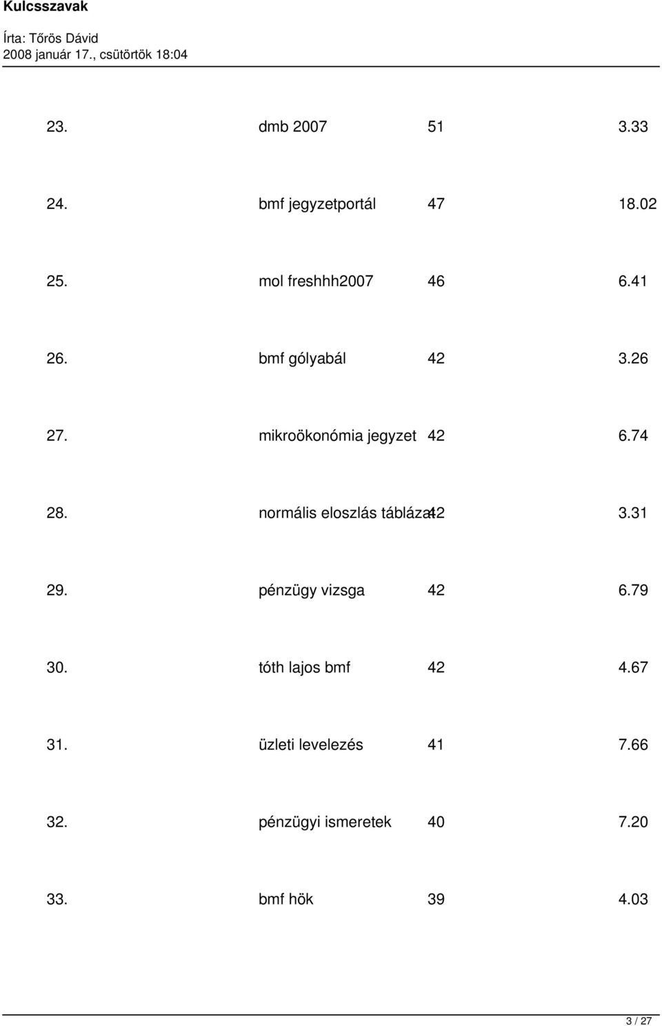 normális eloszlás táblázat 42 3.31 29. pénzügy vizsga 42 6.79 30.