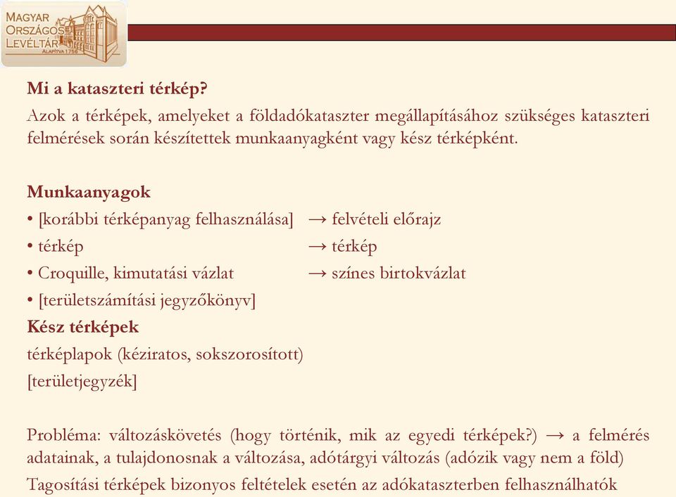 Munkaanyagok [korábbi térképanyag felhasználása] felvételi előrajz térkép térkép Croquille, kimutatási vázlat színes birtokvázlat [területszámítási jegyzőkönyv]