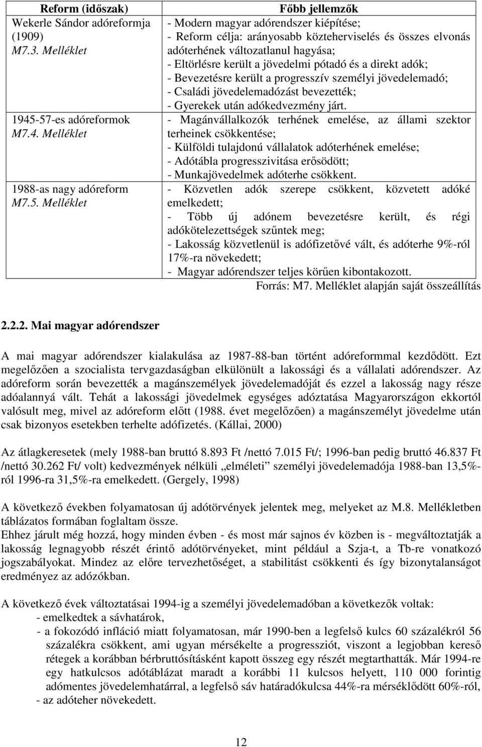 változatlanul hagyása; - Eltörlésre került a jövedelmi pótadó és a direkt adók; - Bevezetésre került a progresszív személyi jövedelemadó; - Családi jövedelemadózást bevezették; - Gyerekek után