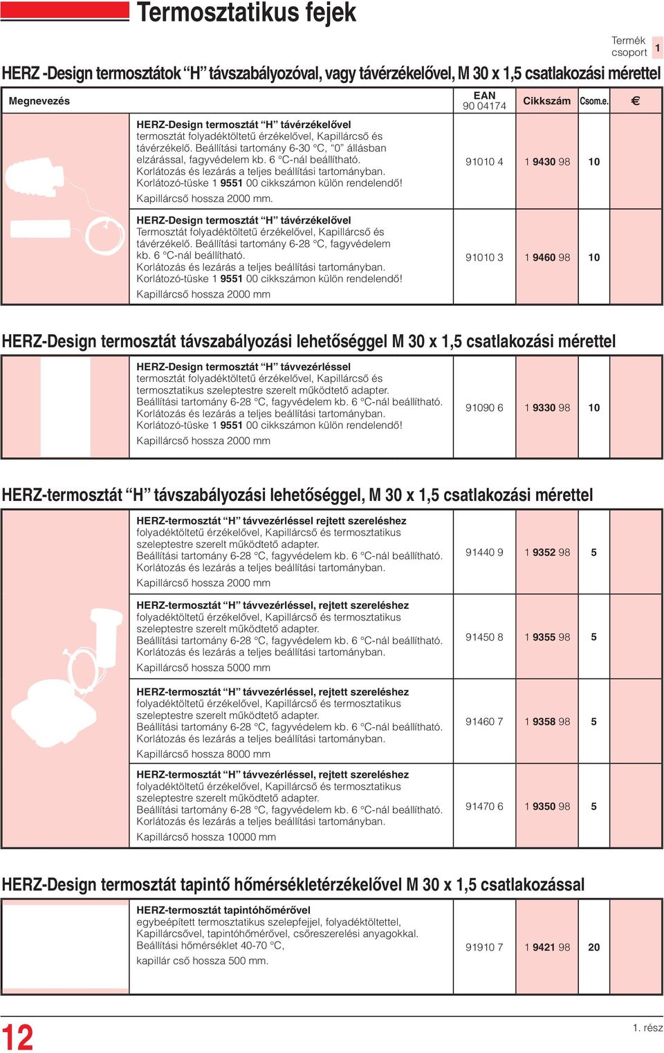 Korlátozó-tüske 955 00 cikkszámon külön rendelendő! Kapillárcső hossza 2000 mm.