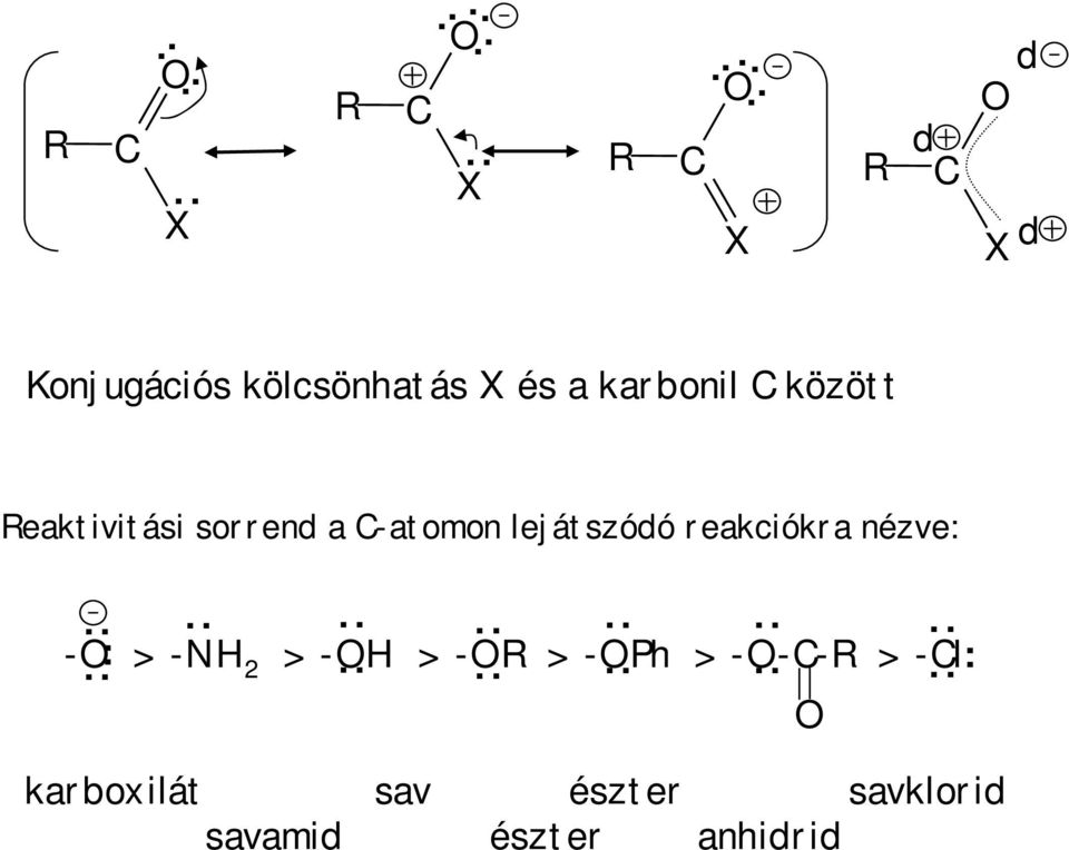 eaktivitási sorrend a -atomon lejátszódó reakciókra nézve:.............. -.. : > -NH 2 > -H.