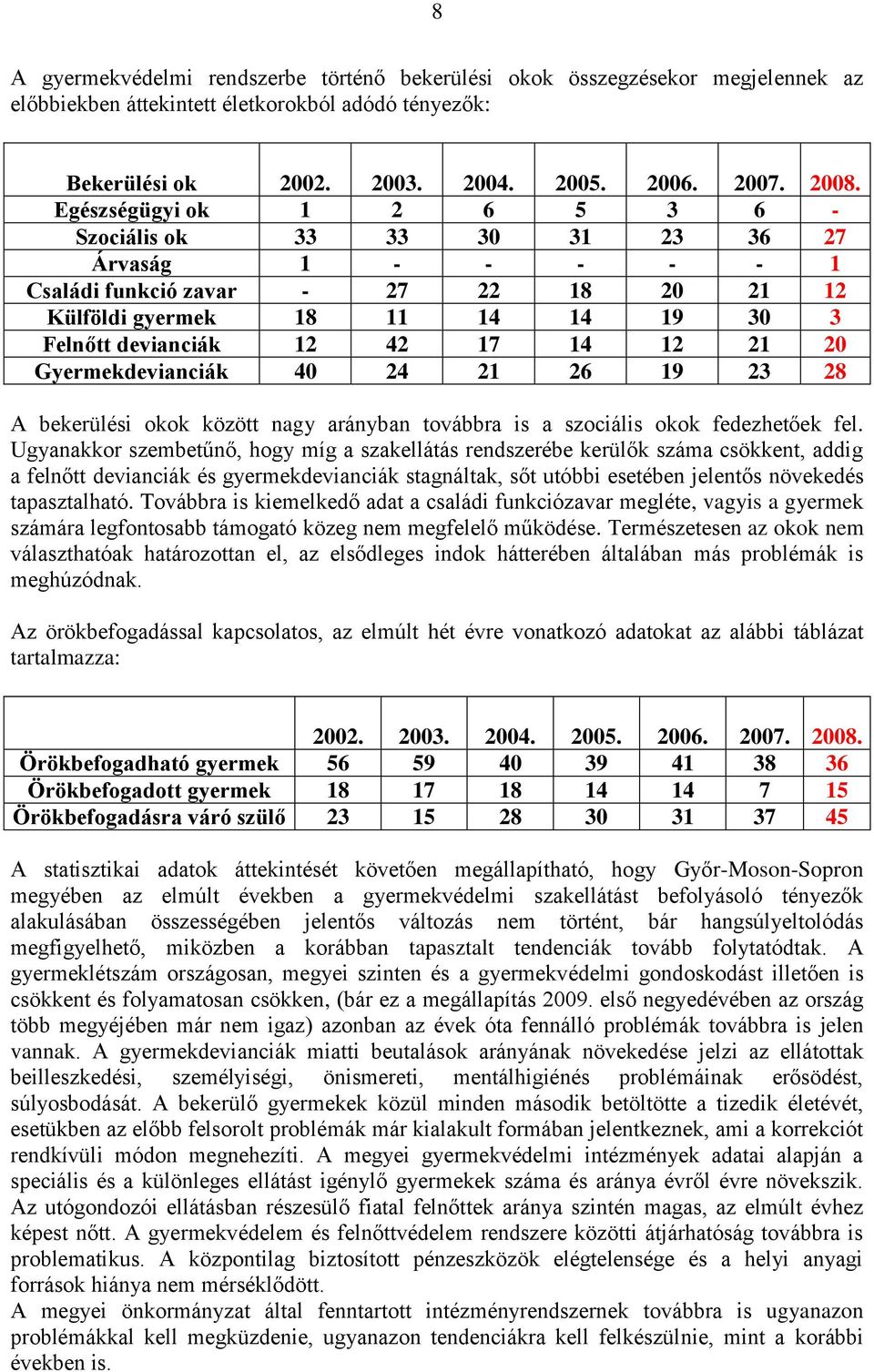 21 20 Gyermekdevianciák 40 24 21 26 19 23 28 A bekerülési okok között nagy arányban továbbra is a szociális okok fedezhetőek fel.