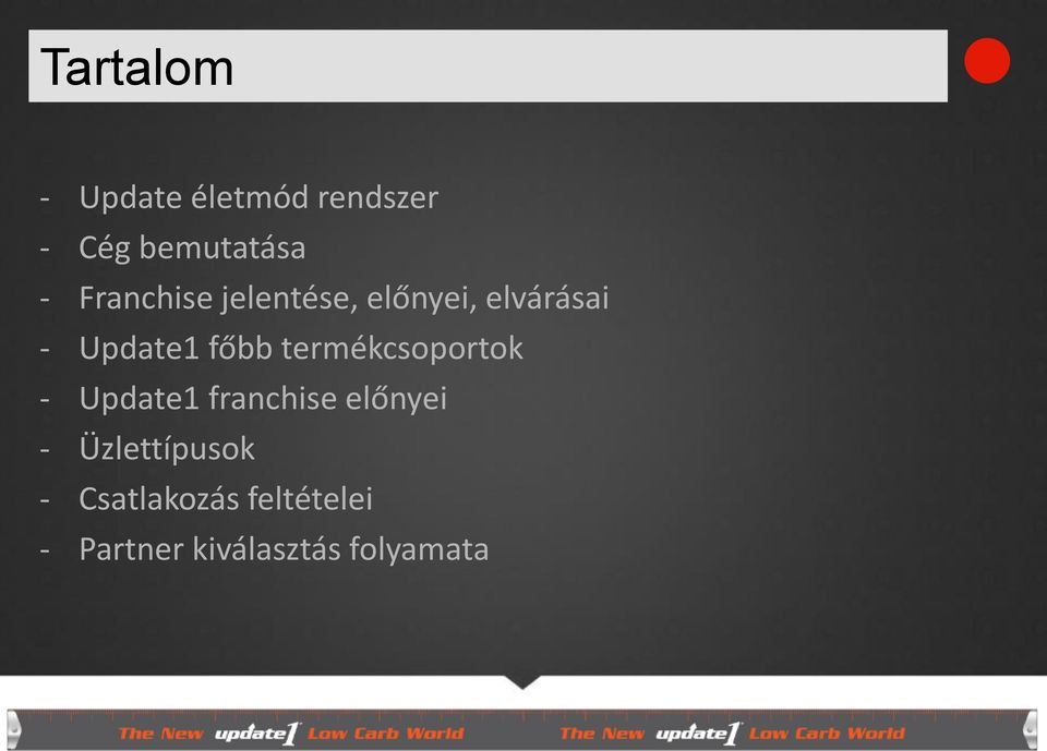 termékcsoportok - Update1 franchise előnyei -