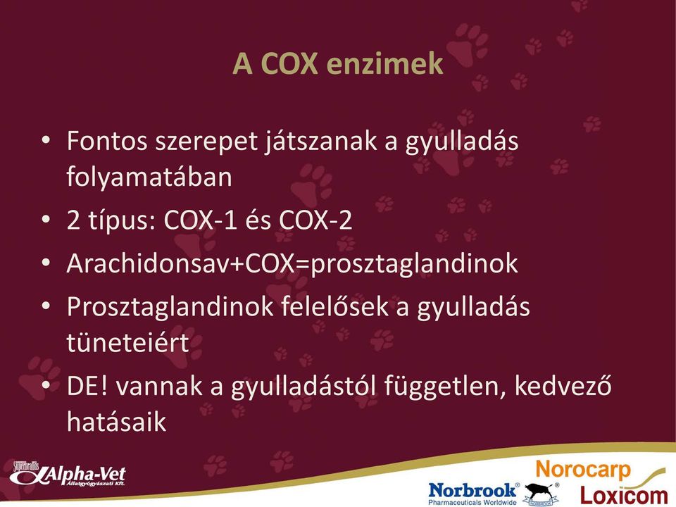 Arachidonsav+COX=prosztaglandinok Prosztaglandinok