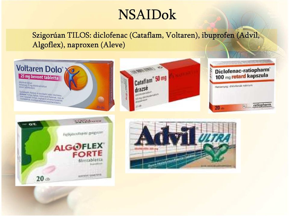 Voltaren), ibuprofen