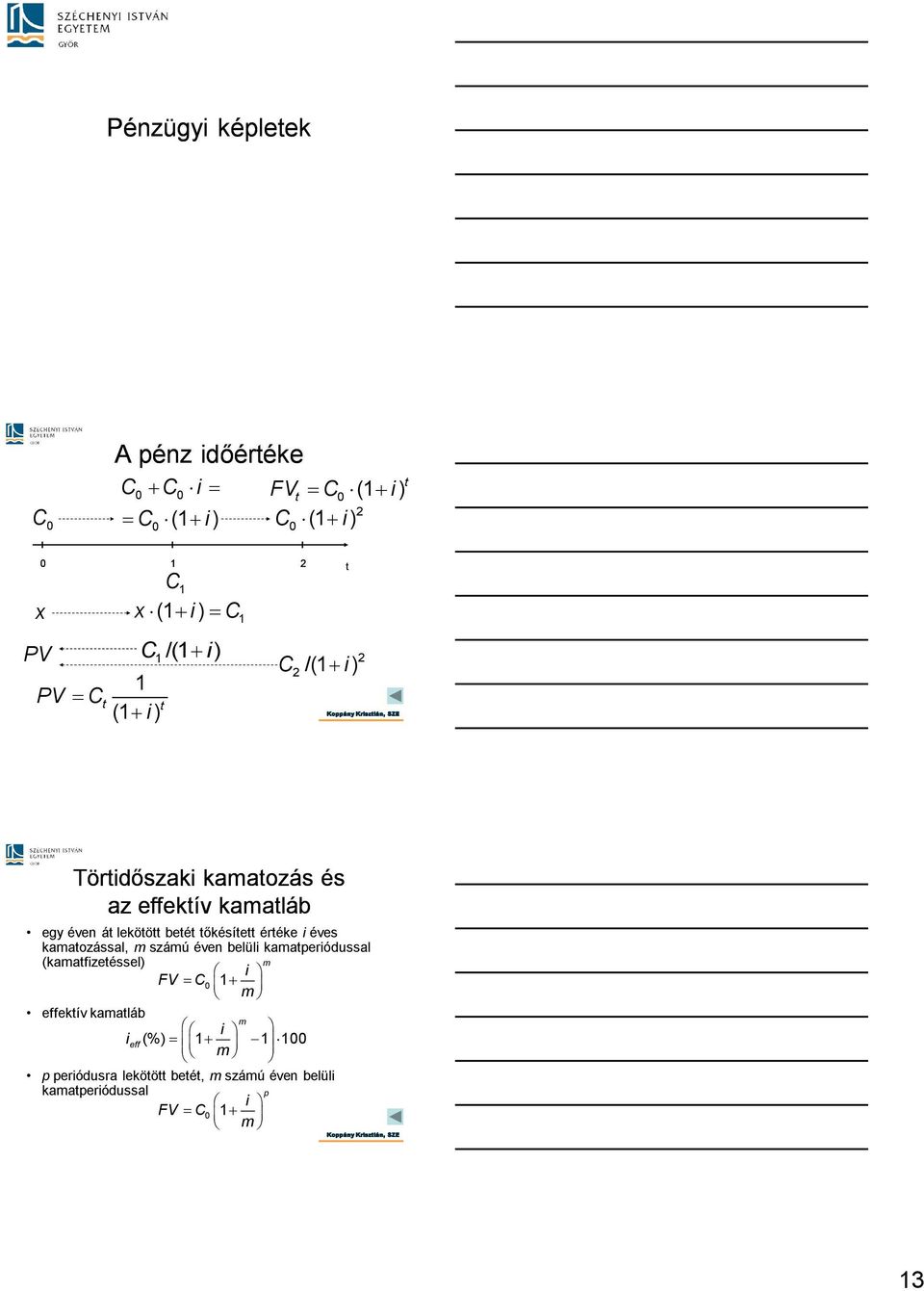 betét tőkésített értéke i éves kamatozással, m számú éven belüli kamatperiódussal (kamatfizetéssel) m i FV C0 1 m