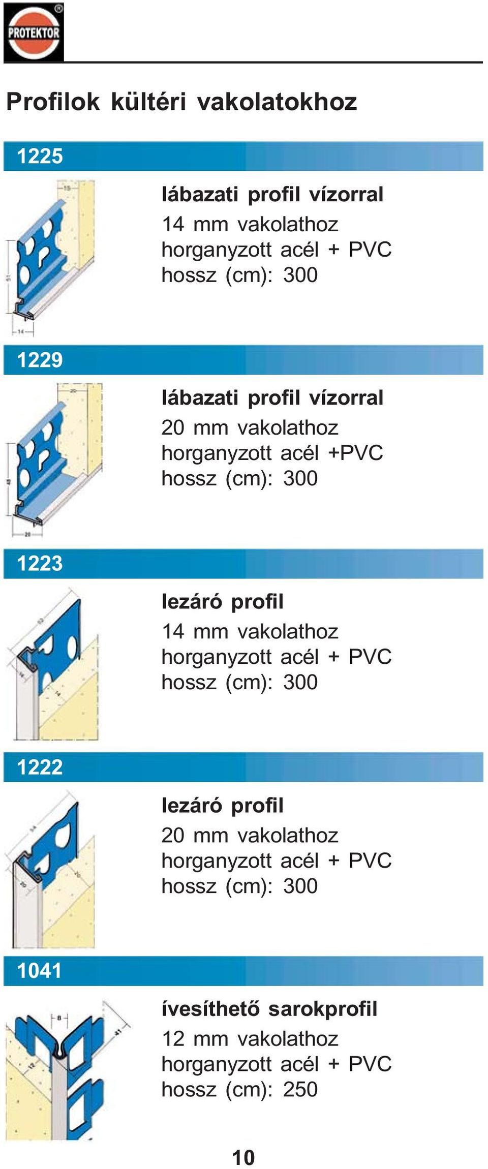 +PVC 1223 lezáró profil 14 mm vakolathoz + PVC 1222 lezáró profil