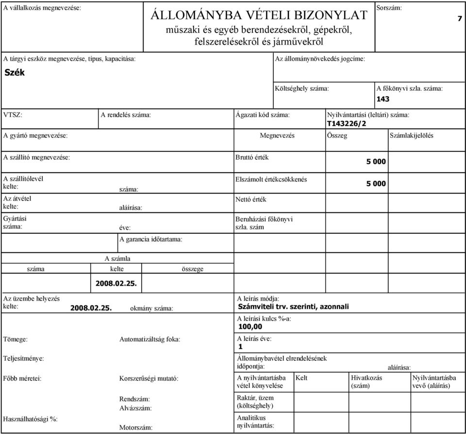 (leltári) T43226/2 A gyártó megnevezése: