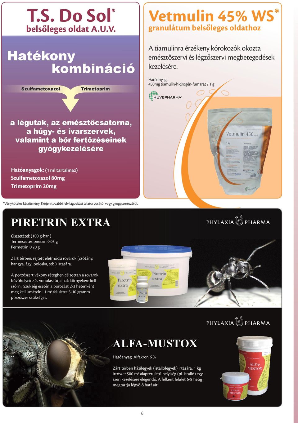 Hatóanyagok: (1 ml tartalmaz) Szulfametoxazol 80mg Trimetoprim 20mg *Vényköteles készítmény! Kérjen további felvilágosítást állatorvosától vagy gyógyszerészétől.