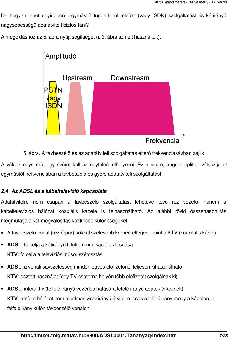 A távbeszélõ és az adatátviteli szolgáltatás eltérõ frekvenciasávban zajlik A válasz egyszerû: egy szûrõt kell az ügyfélnél elhelyezni.